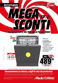 Volantino MediaWorld settimana 32 Pagina 62: Lavastoviglie da incasso Hisense €489,30