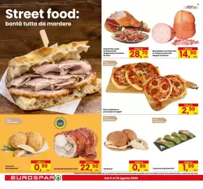 Volantino Eurospar Pagina 6: Pizza salamino o prosciutto e funghi* €2,99, Focaccia Montanarina* €0,99