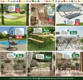 Volantino Happy Casa Pagina 3: Amaca con supporto €34,99, TAVOLO CON 2 PANCHINE €79,99