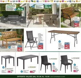 Volantino Happy Casa Pagina 5: Panchina in legno €79,99, Tavolo effetto rattan richiudibile €39,99