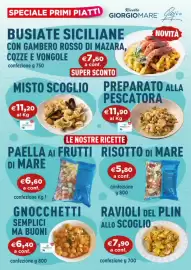 Volantino Giorgio Mare Pagina 3: Busiate Siciliane con Gambero Rosso di Mazara, Cozze e Vongole €7,60