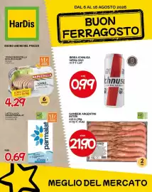 Volantino Hardis Pagina 1: LATTE 1,2% DI GRASSI PARMALAT €0,69, Tonno Maruzzella €4,29