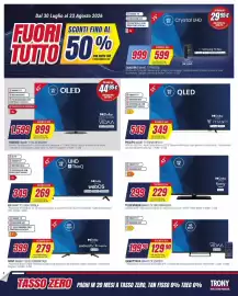 Volantino Trony Pagina 2: HISENSE SMART TV OLED 65A86N €899,00, PHILIPS SMART TV 55PUS7810/12 €349,00