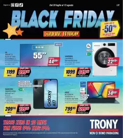 Volantino Trony Pagina 1: ASUS NOTEBOOK VIVOBOK 15 €699,95, SAMSUNG LAVATRICE €449,95