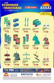 Encarte Assaí Atacadista Página 1: Esponja multiuso esfrebom €5,99, Vassoura uso externo noviça bettanin €22,90