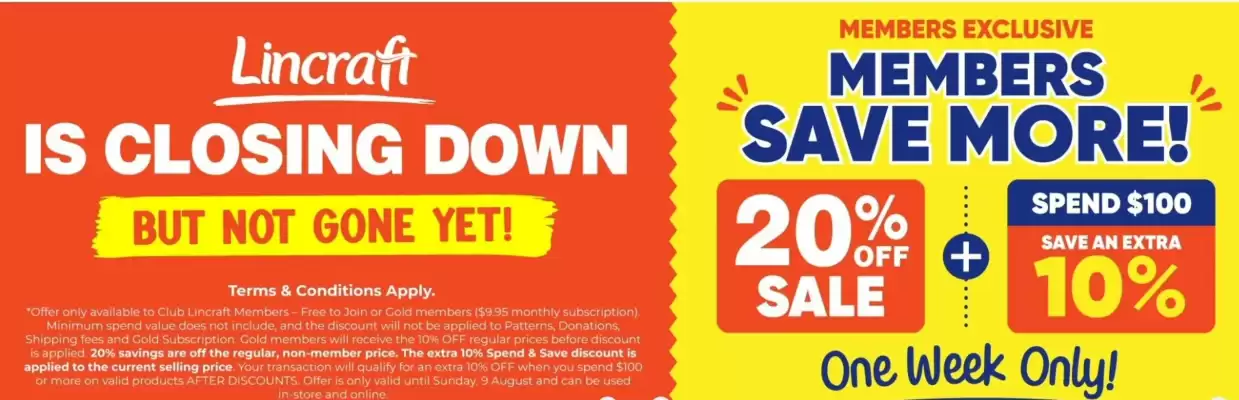 Lincraft (valid until 10-08)