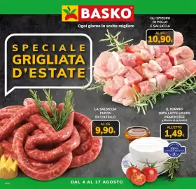 Volantino Basko Pagina 1: IL TOMINO €1,49, LA SALSICCIA PUNTA DI COLTELLO €9,90
