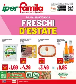 Volantino IperFamila Pagina 1: SANPELLEGRINO LE BIBITE ITALIANE €0,85, CRUDODOLCE PROSCIUTTO CRUDO STAGIONATO €4,29