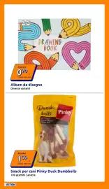Volantino Action settimana 32 Pagina 2: Snack per cani Pinky Duck Dumbbells €1,59, Album da disegno €0,79