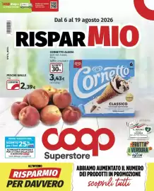 Volantino Coop Superstore Pagina 1: Cornetto Algida €3,43, PESCHE GIALLE €2,39