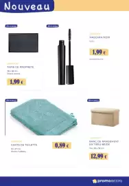 Catalogue Noz page 4: SURSTOCKS MASCARA NOIR €1,99, BANC DE RANGEMENT EN TISSU BEIGE €12,99