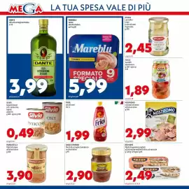 Volantino MEGA Pagina 8: DANTE olio extra vergine di oliva €3,99, Mareblu tonno all'olio di oliva €5,99
