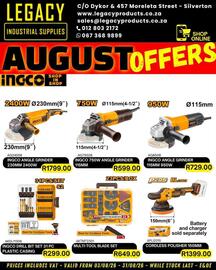 Legacy Industrial Supplies catalogue Page 4: Super Ingco Multi-Tool Blade Set €649,00, Ingco cordless polisher €1.399,00