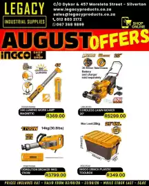 Legacy Industrial Supplies catalogue Page 2: INGCO 25INCH PLASTIC TOOLBOX €349,00, DEMOLITION BREAKER 14KG €3.799,00
