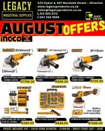 Legacy Industrial Supplies catalogue Page 4: Super Ingco Multi-Tool Blade Set €649,00, Ingco cordless polisher €1.399,00