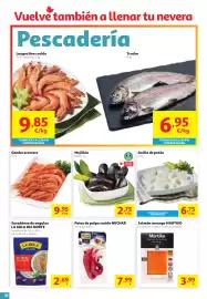 Folleto Alcampo Página 28: Langostino cocido €9,85, Gamba arrocera €9,95