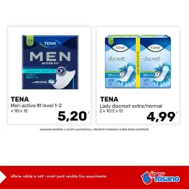Volantino Iper Tosano settimana 32 Pagina 3: TENA Men active fit level 1-2 €5,20, TENA Lady discreet extra/normal €4,99