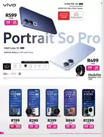 Vodacom catalogue Page 12: Vivo V70 5G €849,00, Vivo Y11e €299,00
