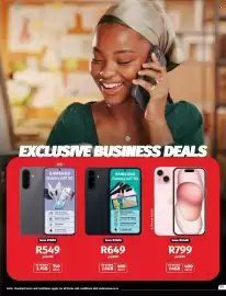 Vodacom catalogue Page 31: Samsung Galaxy A27 5G €649,00, IPhone 15 128GB 5G €799,00