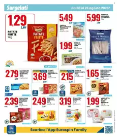 Volantino Eurospin Pagina 6: Tranci di pizza Margherita €3,69, Sugo ai Frutti di Mare Athena €1,99