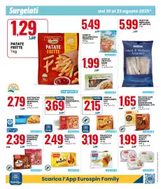 Volantino Eurospin Pagina 6: Tranci di pizza Margherita €3,69, Sugo ai Frutti di Mare Athena €1,99