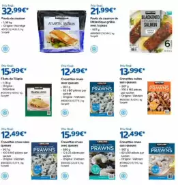 Catalogue Costco page 1: KIRKLAND Crevettes crues avec queues €12,49, Kirkland Crevettes cuites sans queues €13,99