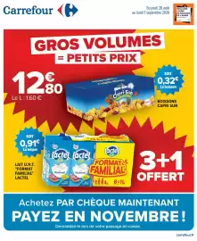 Catalogue Carrefour Drive page 1: Lactel - lait u.h.t. format familial €0,91, Sun - boissons capri €12,80