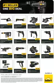 Builders Warehouse catalogue Page 2: CAT 1400 W Circular Saw €1.999,00, CAT DX17 Impact Drill €599,00