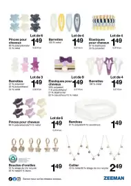 Catalogue Zeeman page 17: Élastiques pour cheveux €1,49, Barrettes €1,49