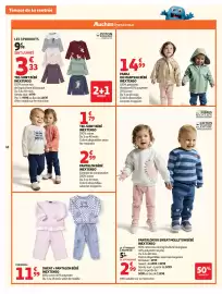 Catalogue Auchan page 18: INEXTENSO PARKA OU MANTEAU BÉBÉ €14,99, INEXTENSO SWEAT + PANTALON BÉBÉ €11,99