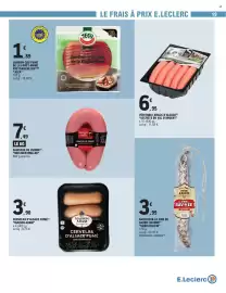 Catalogue E.Leclerc page 19: Metzger Muller Saucisse de viande €7,49, JEC9 Jambon cru fumé €1,89