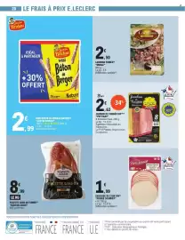 Catalogue E.Leclerc page 20: Petitgas Jambon de Vendée €2,63, Justin Bridou Mini Bâton de Berger €2,99