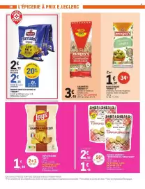 Catalogue E.Leclerc page 36: Biscuiterie de l'Oncle Hansi Biscuits apéritifs €1,48, Lay's Chips Paysanne €1,40