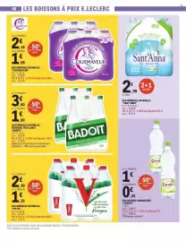 Catalogue E.Leclerc page 40: Sant'Anna Eau minérale naturelle €2,99, Vittel Eau minérale naturelle €3,74