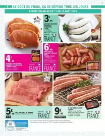 Catalogue E.Leclerc page 6: LE PORC FRANÇAIS ESCALOPE DE JAMBON €5,49, SOCOPA Chipolatas Nature €9,05