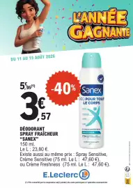 Catalogue E.Leclerc page 9: Sanex Déodorant Spray Fraîcheur €3,57