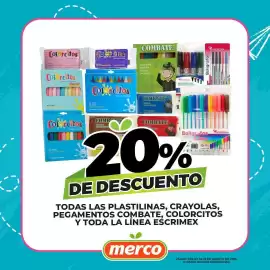 Folleto Merco Página 3: Merco todas las plastilinas, crayolas, pegamentos combate, colorcitos y toda la línea escrimex