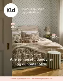Kid Interiør kundeavis uke 33 Side 1: Alle sengesett, dundyner og dunputer 50%, Sezane bomull sengesett €250,00