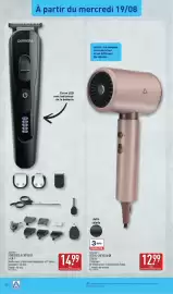 Catalogue ALDI semaine 34 page 34: Ambiaino sèche-cheveux €12,99, Carrera tondeuse à cheveux €14,99
