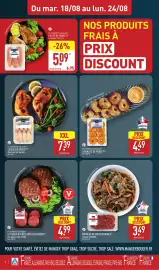 Catalogue ALDI semaine 34 page 6: ÉMINCÉS DE BŒUF MARINÉS €3,49, ST-CLÉMENT LE VOLAILLER CUISSES DE POULET €7,39