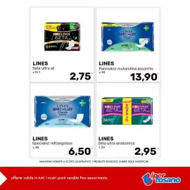 Volantino Iper Tosano settimana 33 Pagina 8: Lines pannolino mutandina assortito €13,90, Lines specialist rettangolare €6,50