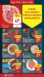 Folheto ALDI semana 34 Página 4: Trader Joe's costelas de porco temperadas €10,99, Frango Desfiado €3,79