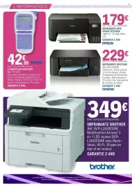 Catalogue E.Leclerc Espace Culturel page 12: Epson imprimante mfc ecotank €179,00, Brother imprimante €349,00