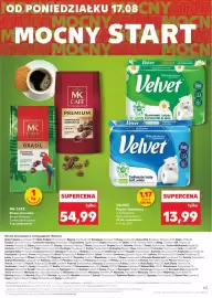 Kaufland gazetka tydzień 33 Strona 63: Kawa ziarnista MK Café Brasil €54,99, Papier toaletowy Velvet Rumianek i aloes €13,99