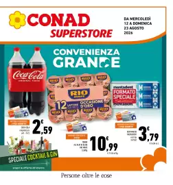 Volantino Conad Superstore Pagina 1: Tonno all'olio di oliva Rio Mare €10,99, Dentifricio Mentadent €3,79