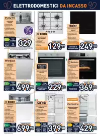 Volantino Unieuro Pagina 23: Bosch piano cottura gas €129,99, Candy lavastoviglie CIU3C7L0B €329,00