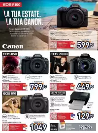Volantino Unieuro Pagina 35: Canon EOS R50 €799,90, Selphy CP1500 compact photo printer €129,99