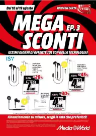 Volantino MediaWorld Pagina 10: Auricolari USB type-C €4,94, Auricolari In-ear con connettore Type-C ISY €7,99