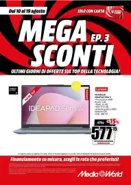 Volantino MediaWorld Pagina 14: Lenovo Notebook IdeaPad Slim 3 €577,15