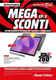Volantino MediaWorld Pagina 18: Lenovo Tablet Idea Tab 5G 8+128 GB Wi-Fi €260,00